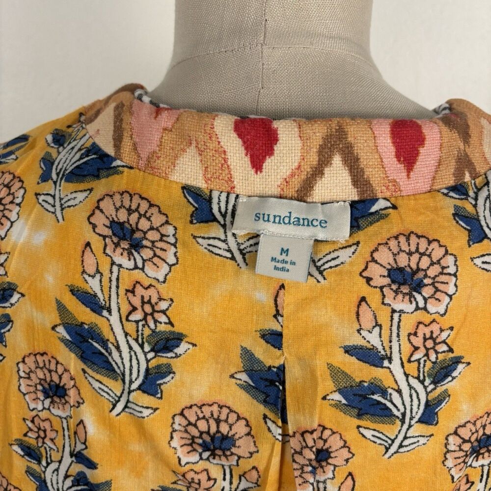 Sundance Womens M Amara Jacket Orange Geometric Print 100% Cotton Reversible - Picture 12 of 13